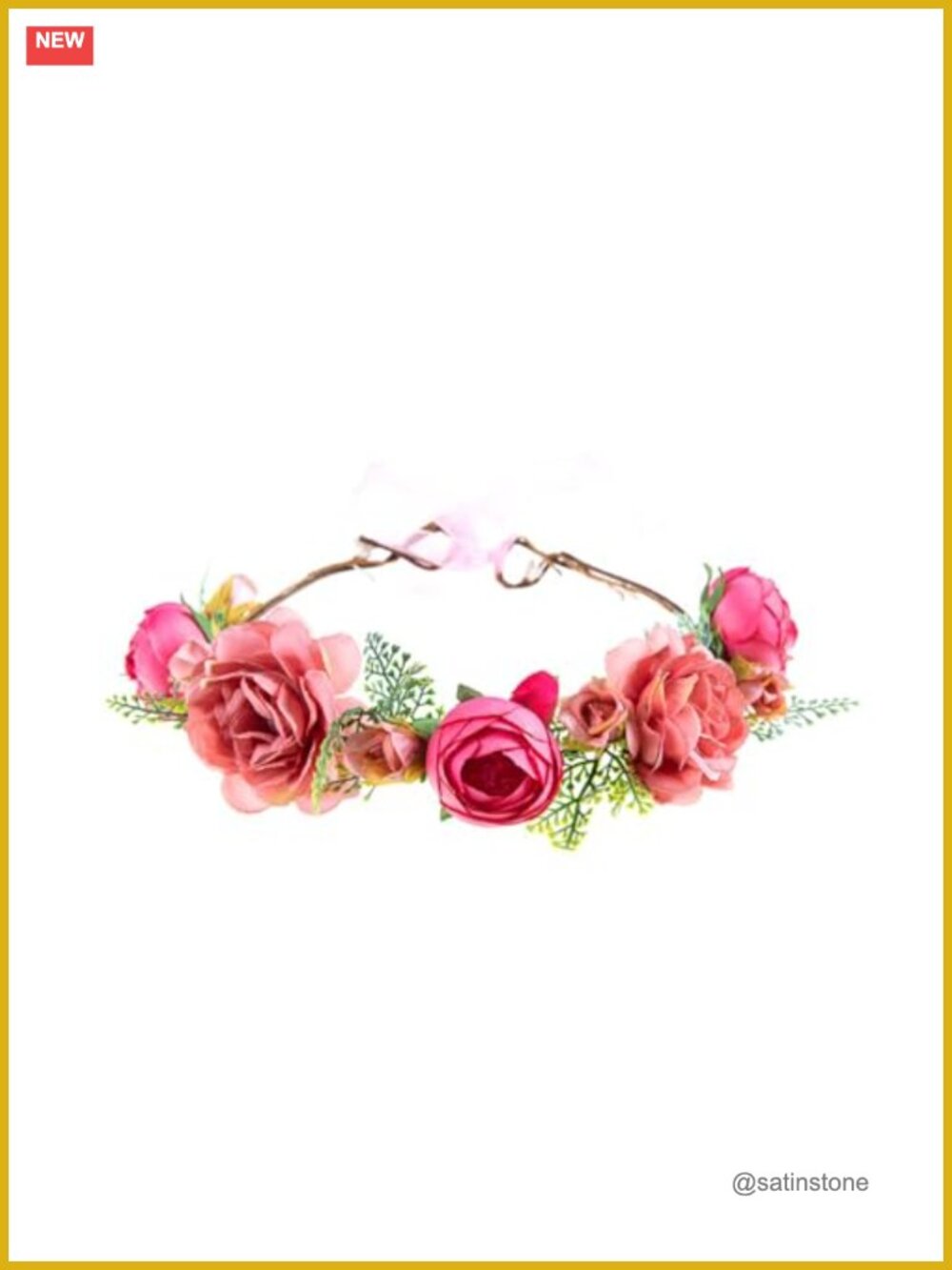 Adjustable Bohemian Simulated Rose Flower Wreath Headband